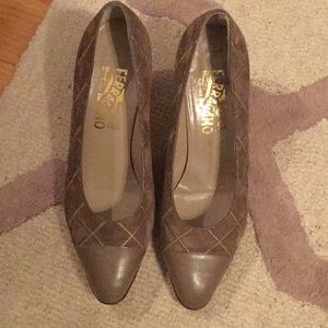 Salvatore Ferragamo brown suede heels